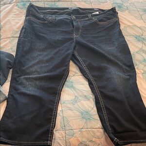 Silver Jeans Dark Blue Ankle Crop Stretch Jeans